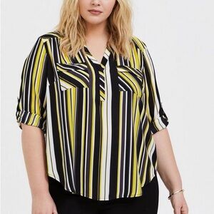 Torrid Harper Georgette 3/4 Sleeve Blouse